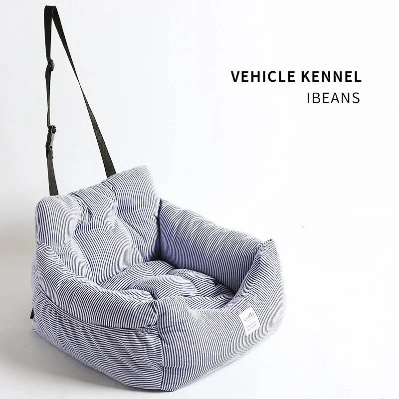 Showlu Portable Dog Car Seat with nonslip nylon armrest booster bed, ideal for small pets during car rides
