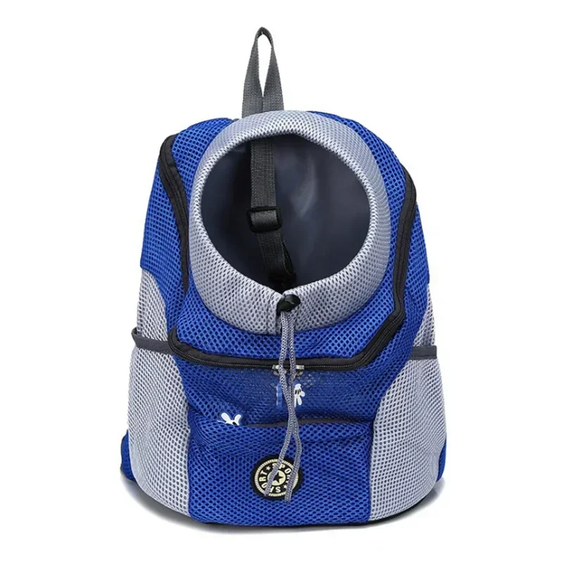 Showlu breathable nylon dog backpack carrier with reflective strips, featuring padded straps and mesh sides for ventilation.