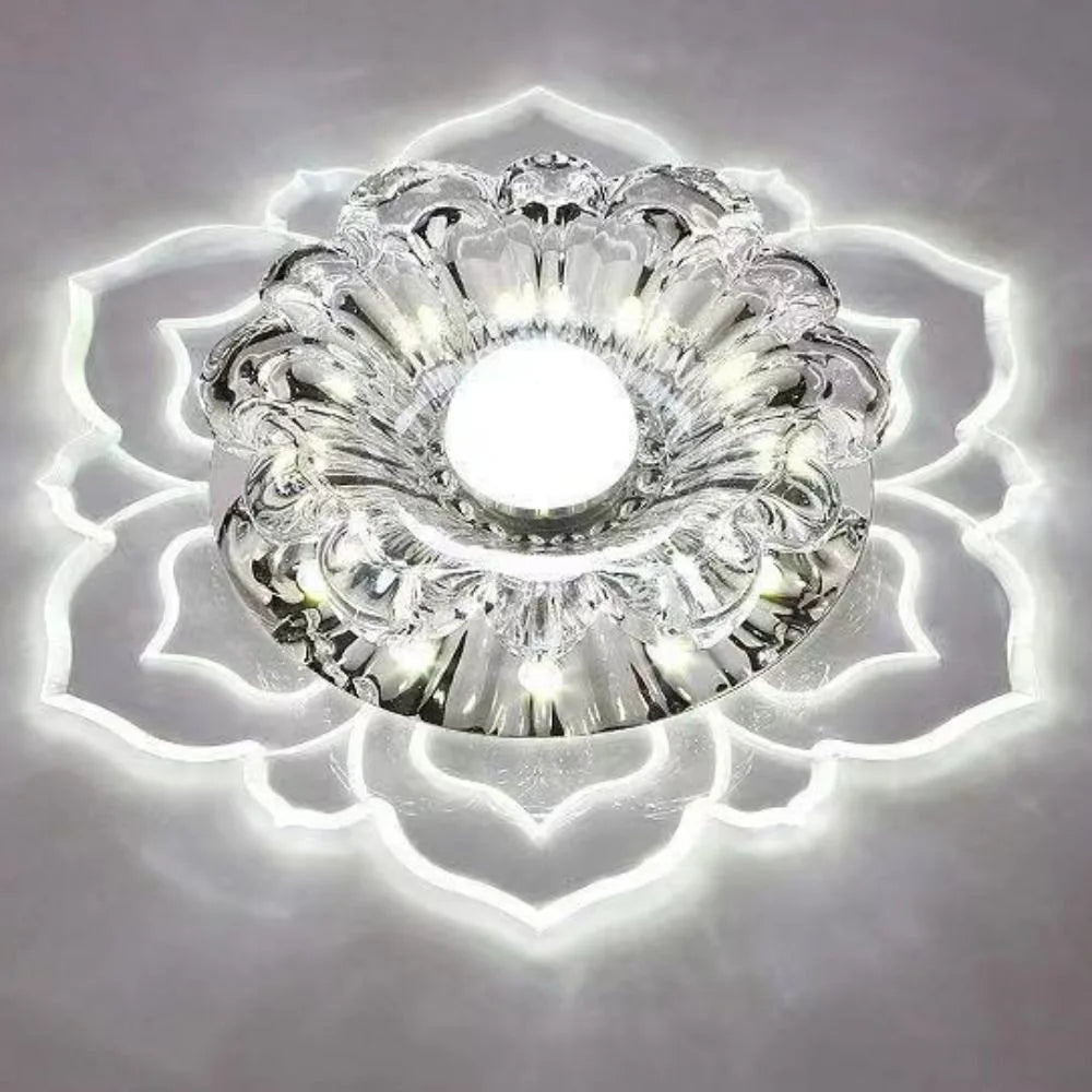 Showlu 9W LED crystal petal ceiling light with modern acrylic pendant design, featuring elegant, flower-shaped crystal petals.