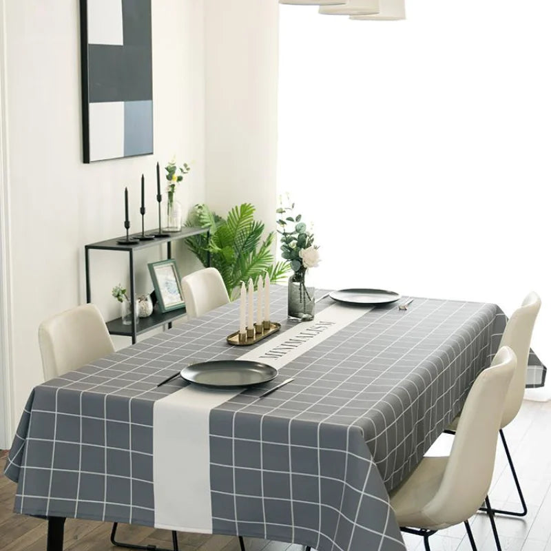 Showlu Fashion Store Nordic simplicity rectangular tablecloth for dining and party tables, with elegant design and durable fabric.