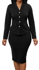 Autumn Trend Party Dress New European and American Sexy Fashion Solid Color Long-sleeved White Collar Women's Two-piece Set