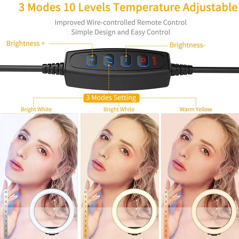 Showlu Smart General LED ring light with adjustable brightness and color settings, featuring a sleek circular design for photography and videography