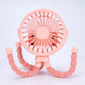 Showlu Portable Octopus Mini Fan in white, USB rechargeable baby stroller fan with flexible octopus arms for adjustable cooling.