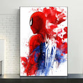 Colorful Spider-Man watercolor canvas wall art poster by MINISO, unframed, featuring Marvel superhero character ready for wall decoration.