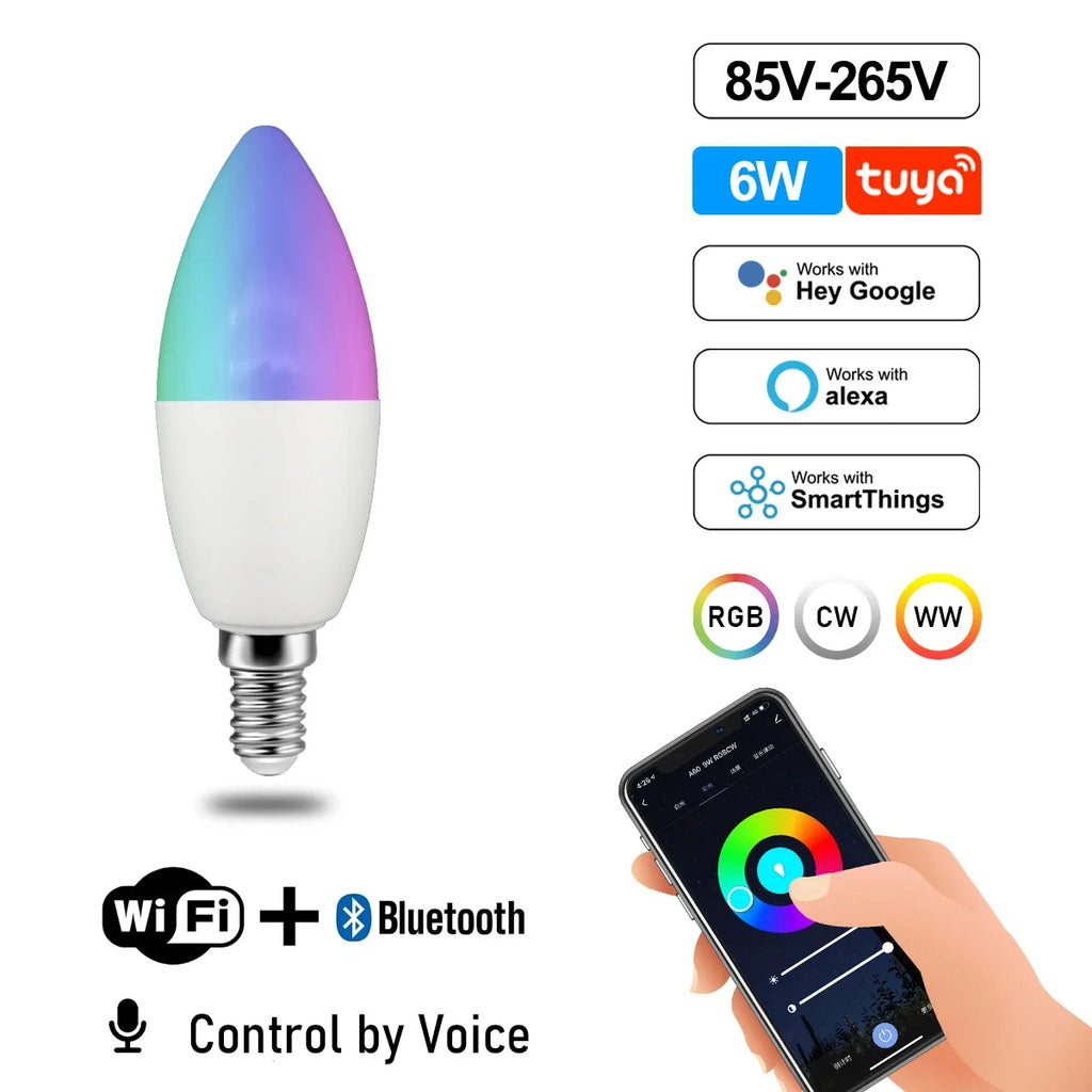 Showlu Smart General WiFi adjustable color LED spotlight bulb emitting vibrant light in a modern home setting