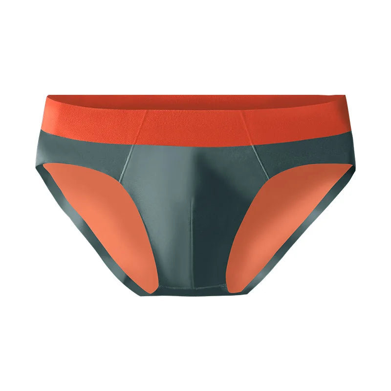 Showlu Men's Ice Silk Seamless Briefs, breathable low waist underwear with smooth fit and lightweight fabric, shown in the image.