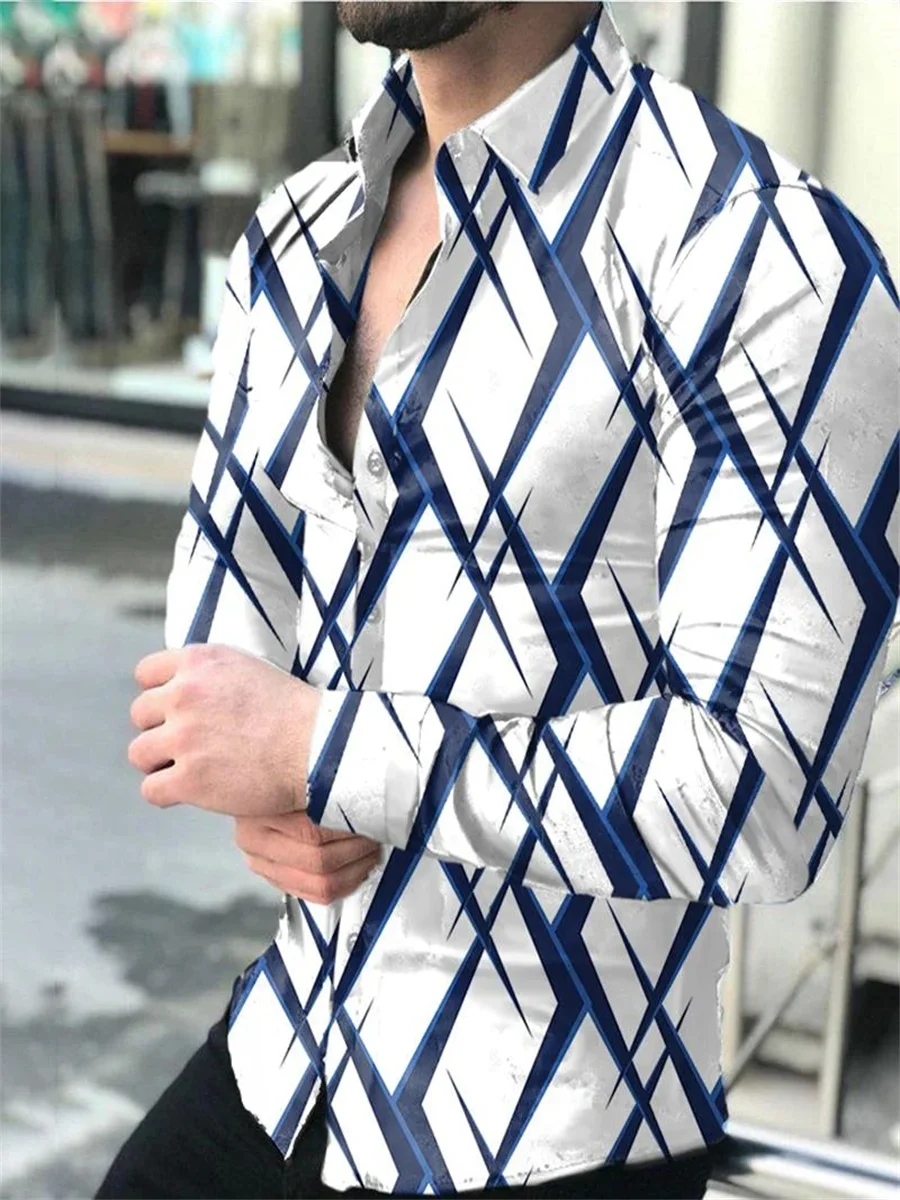 Fashion men's spring and summer long-sleeved shirt lapel sports leisure outdoor street high-quality silk material plus size 2023