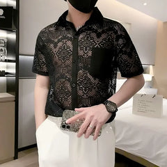 White Men's Shirt with Pocket Half Sleeve Plain Male Shirts Aesthetic Original Designer Collar Korean Style Casual New in Sale