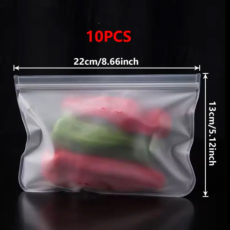 Showlu Smart General reusable food storage bags with transparent design and resealable closures, ideal for storing snacks and leftovers.