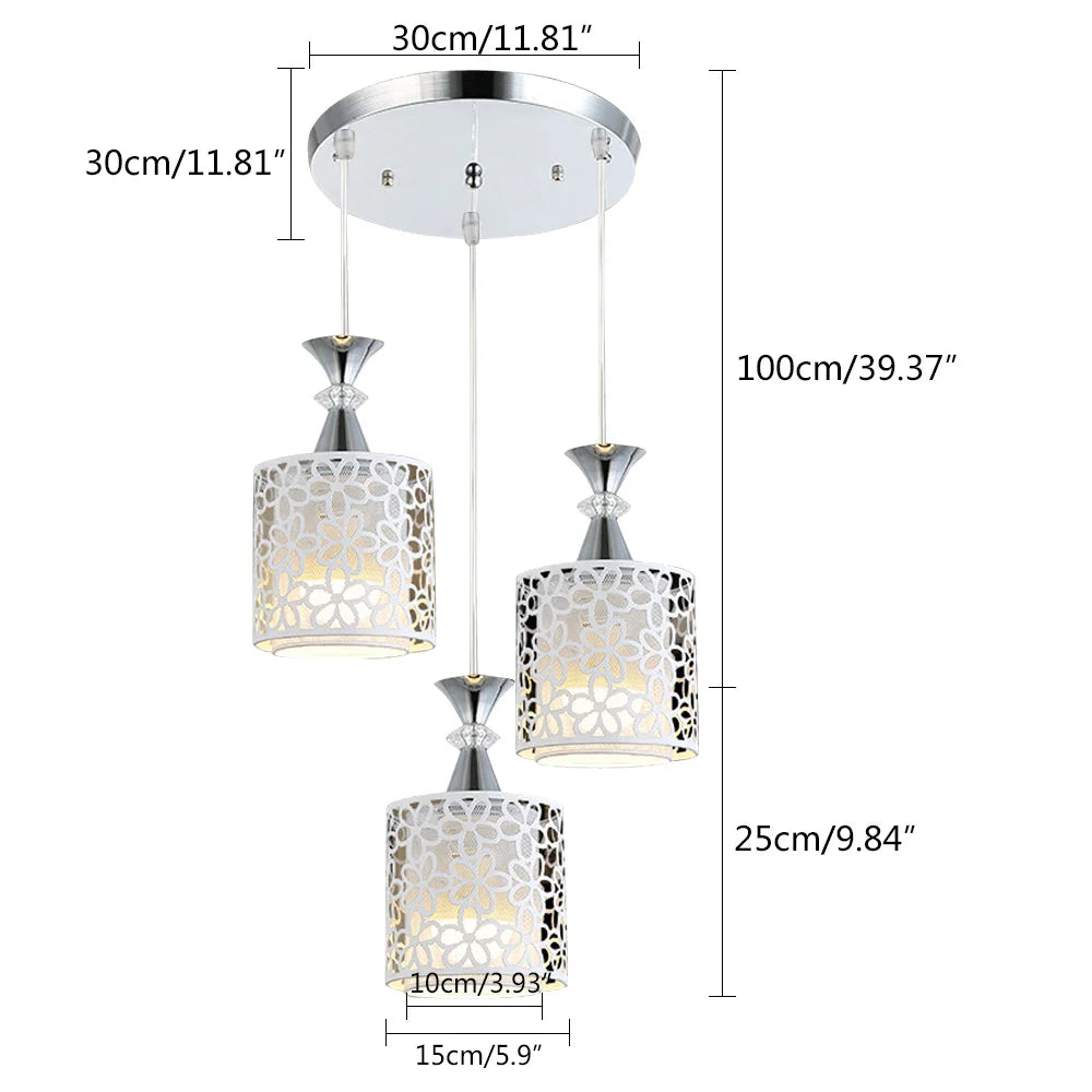 Showlu Modern 3-Light Petal Pendant Lamp with iron finish, E27 ceiling chandelier design, stylish home lighting fixture