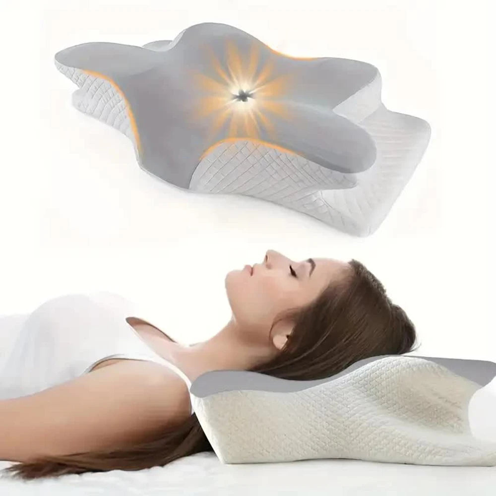 Memory foam butterfly cervical pillow by Showlu Fashion Store, designed for neck pain relief and ergonomic support.