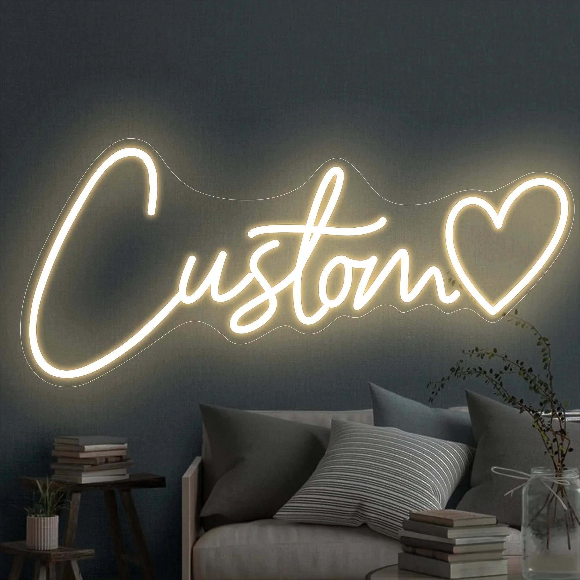 Custom LED neon sign by Showlu Smart General showcasing bright, colorful illuminated lettering on a dark background.