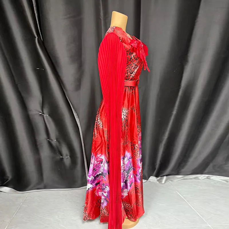 Elegant African dress for women with sequin and Ankara patterns, plus size long dress for wedding and party occasions.