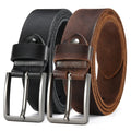 Men's cowhide leather belt with casual metal buckle from DOOPAI, featuring a durable and stylish top layer design.