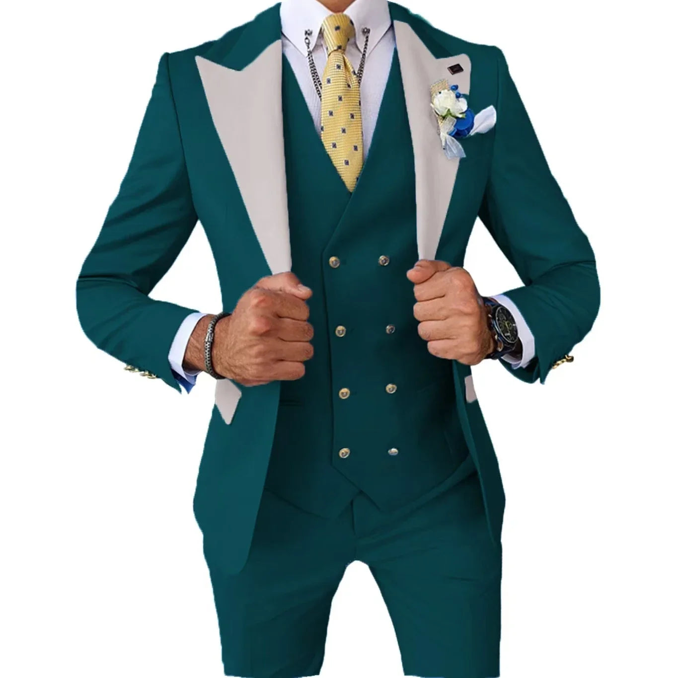 Formal Men's Suits 3 Pcs Slim Fit Suit Classical Groomsman Tuxedo Wedding Formal Party  Set  Wedding Prom (Jacket+ Pants +Vest)