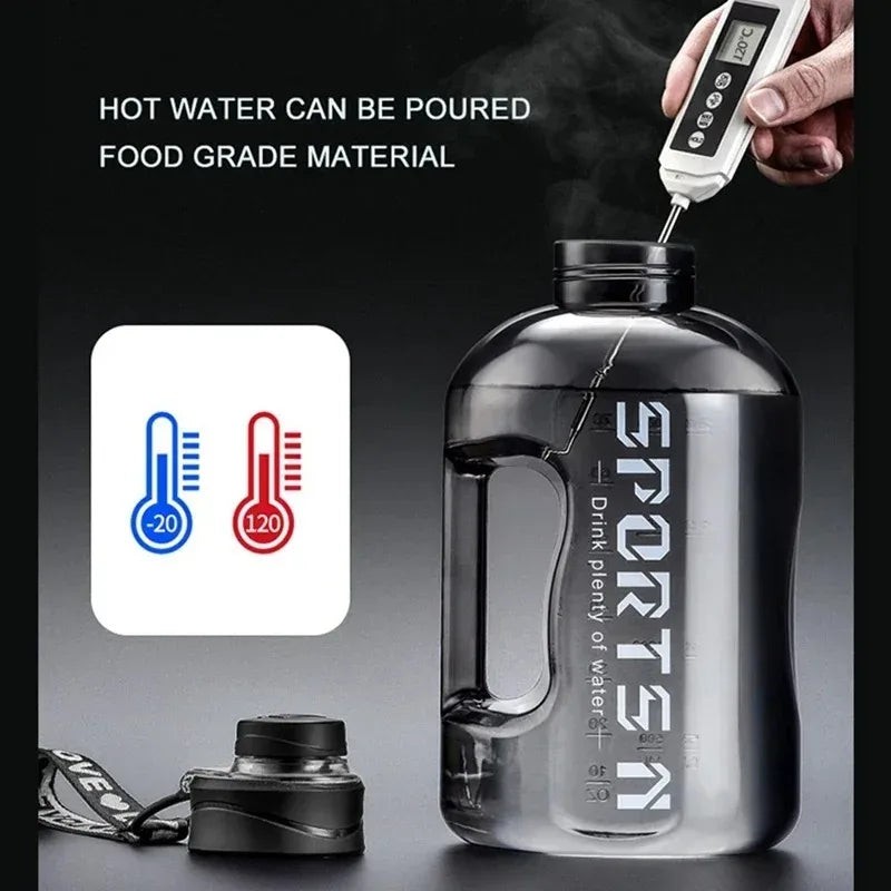 1.7/2.7L Large Capacity Sports Water Bottle Plastic Drinking Bottles with Time Scale Outdoor Camping Hiking Gym Men Water Kettle