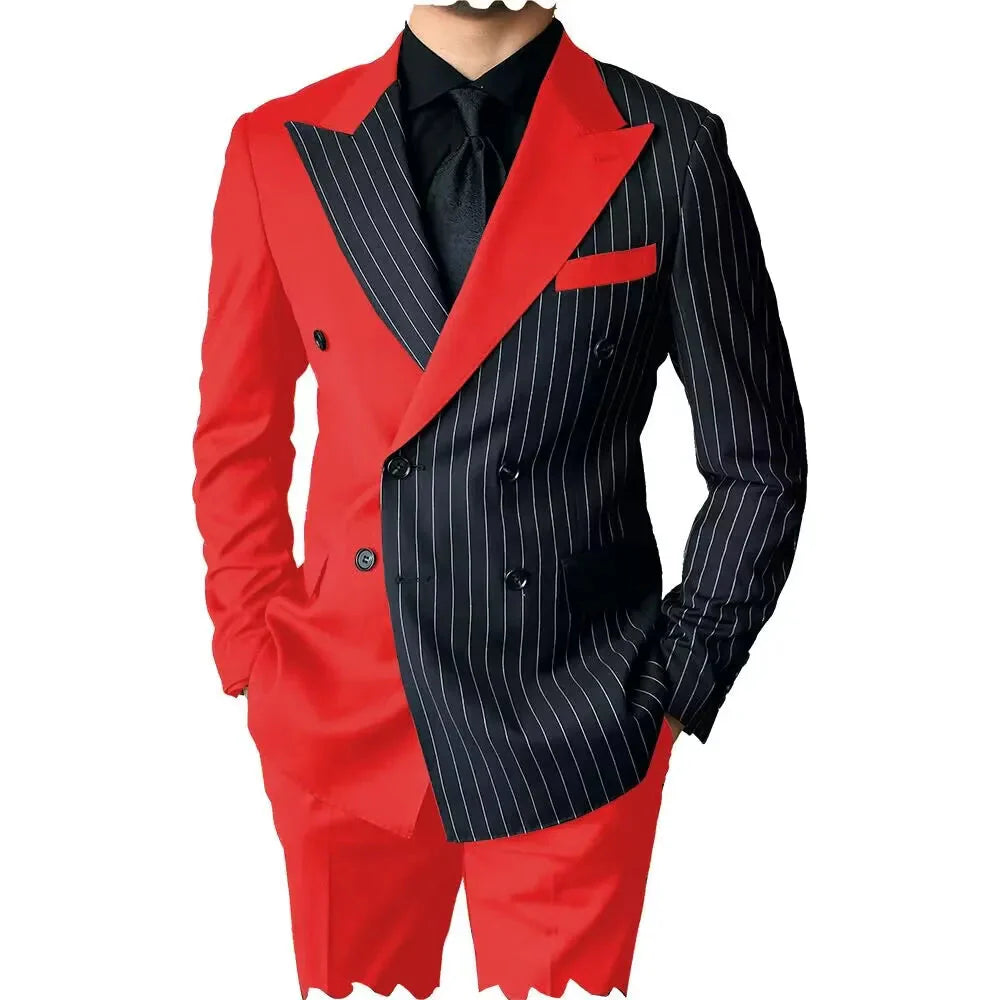 SHOWLU men's slim fit 2-piece suit with double-breasted wool blend tuxedo, tailored for a sharp, modern look.