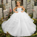 Light champagne flower girl dress by Gdybao featuring a tulle tiered ball gown for weddings, designed by Showlu Fashion Store.