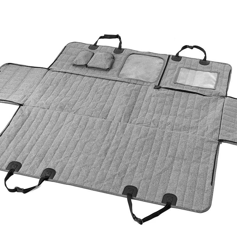 Showlu Waterproof Dog Car Seat Cover in plaid nylon, designed as a pet travel hammock to protect car seats during trips.