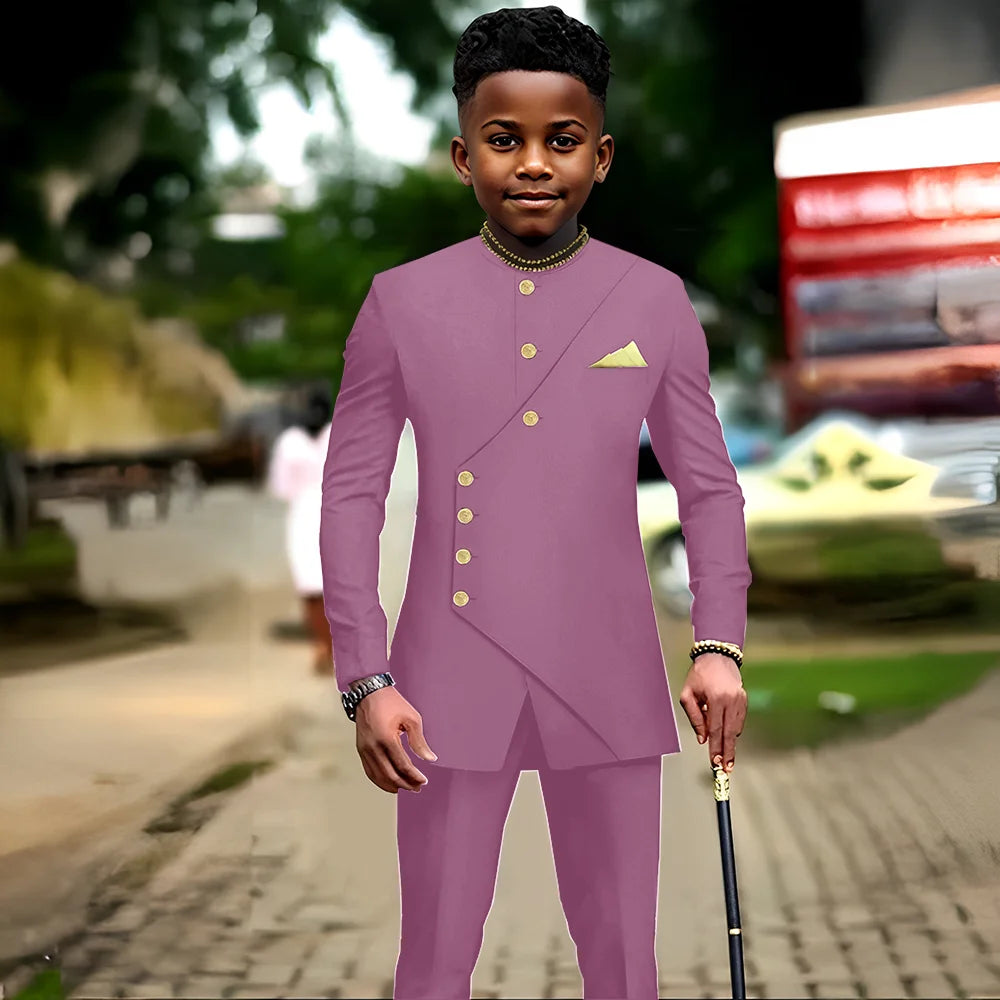 African boys' 2-piece suit with jacket and pants, suitable for parties and weddings, size 2-16 years, by Showlu Fashion Store