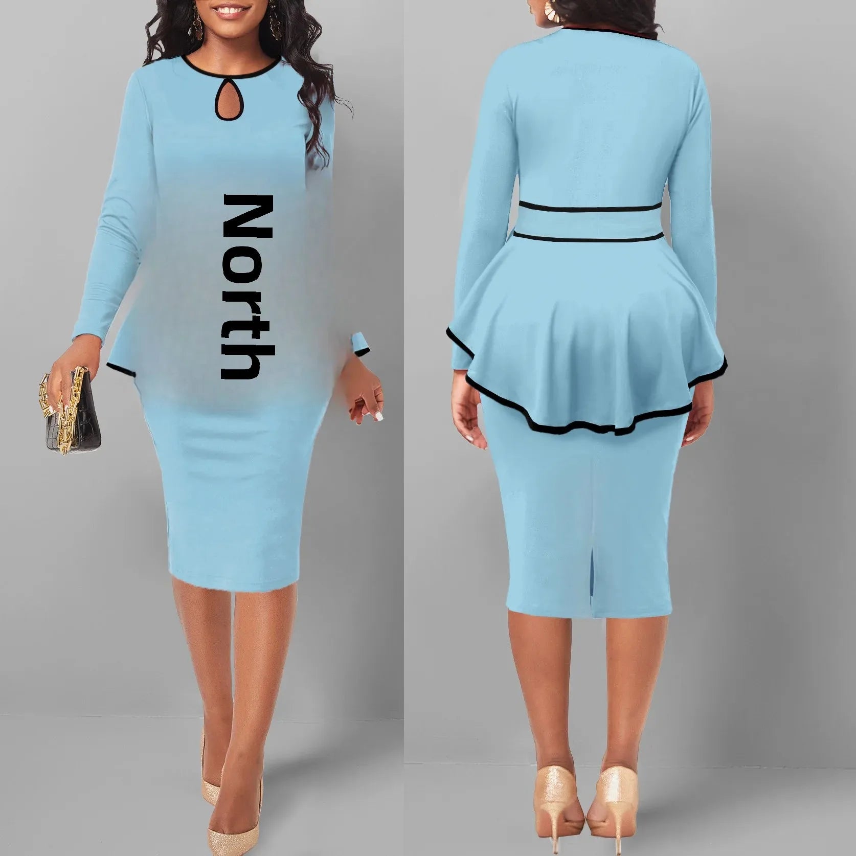 SHOWLU Women's 2-piece suit dress with ruffle top and side slit skirt, stylish and elegant for fashionable occasions.