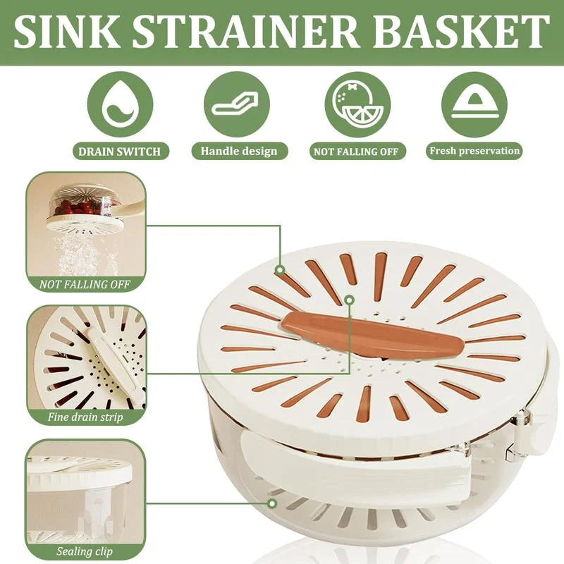 SHOWLU FASHION STORE Kitchya multifunctional fruit and vegetable colander with strainer lid, black plastic and stainless steel design