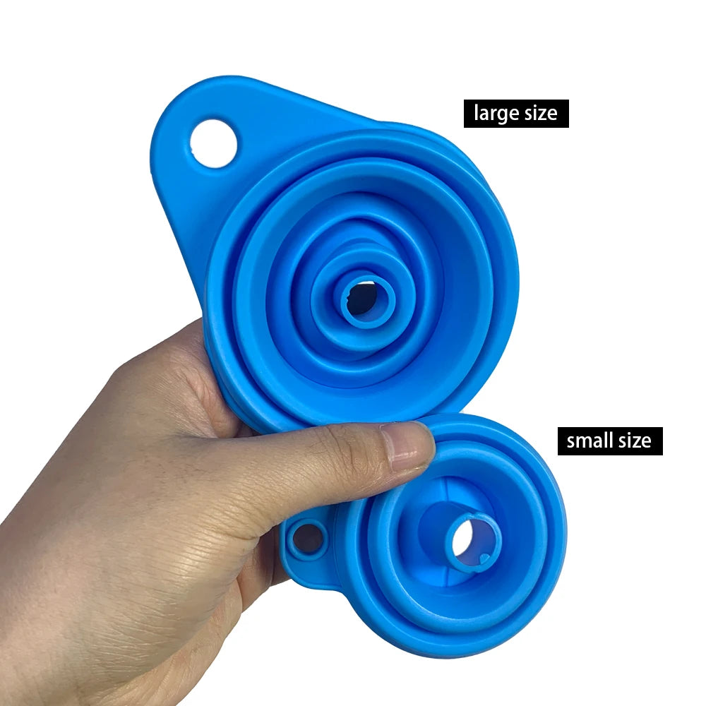 Showlu Smart General collapsible funnel set with multiple sizes, made of durable, flexible silicone for easy pouring and storage.
