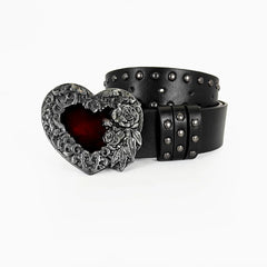 Unisex Jeans Belt sword red heart Gothic Y2k Fashion Belts For Women Designer Luxury Black Rivet Punk Accessory Men's Belt Male