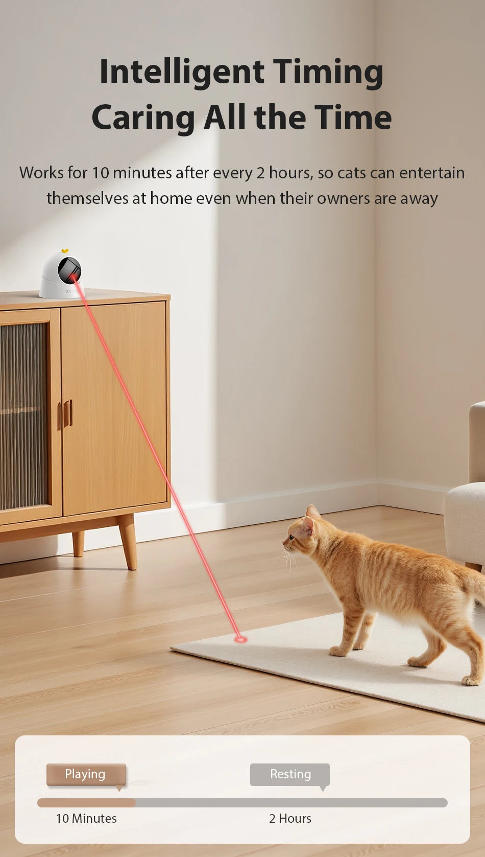 Showlu Smart General automatic pet laser toy with adjustable laser pointer for interactive play with cats and dogs.