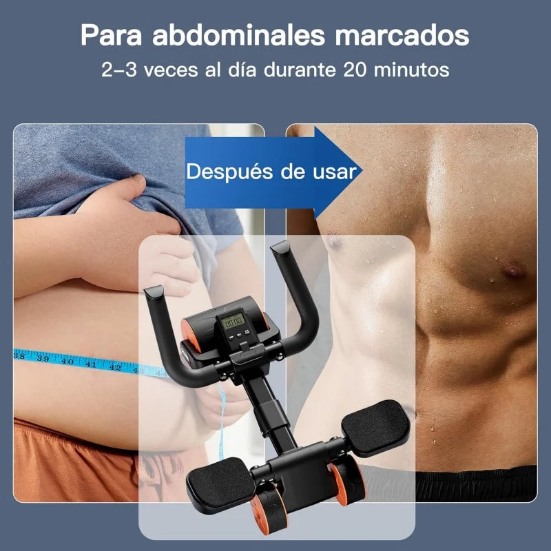 Showlu adjustable 4-wheel abdominal roller for plank support training, with comfortable handles and sturdy construction.