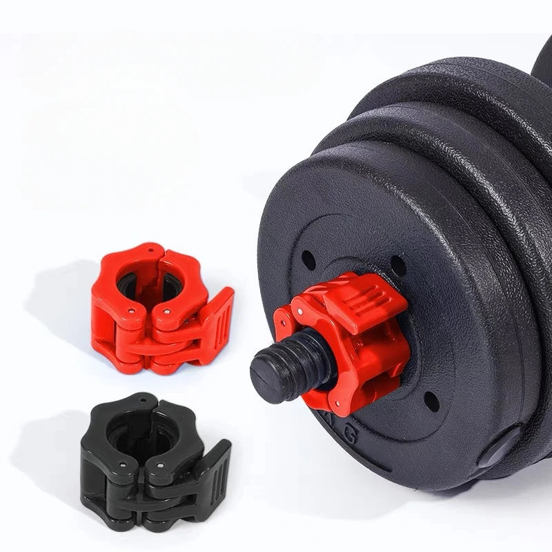 Two-piece set of thick barbell and dumbbell buckle nuts for secure fixing, quick release, and durable gym weightlifting accessories.