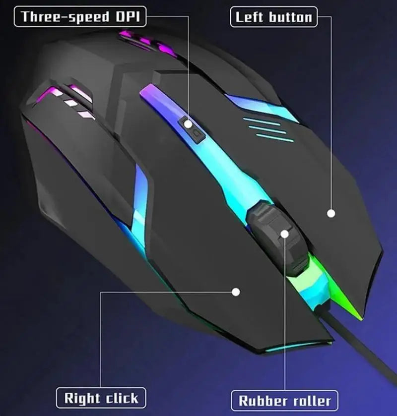 High-quality ergonomic gaming mouse with USB, backlit design, suitable for desktop and laptop use, from Showlu Fashion Store.
