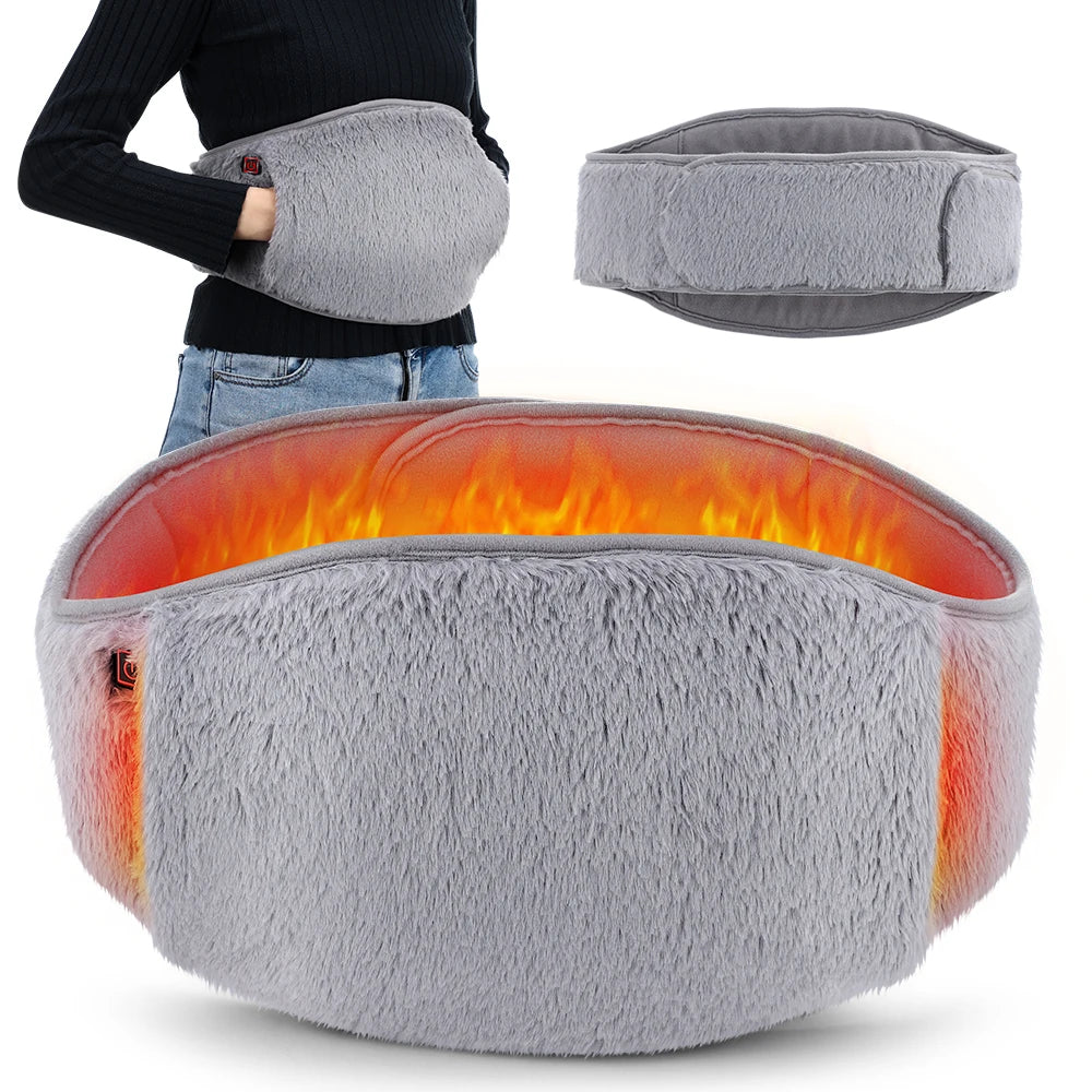 Showlu Smart General USB electric heating waist belt with graphene warm pad, adjustable for comfort, in black with control panel.
