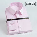 Men's slim fit cotton long sleeve shirt with striped pattern, heterochromatic collar, wrinkle-resistant, high-end luxury fashion.