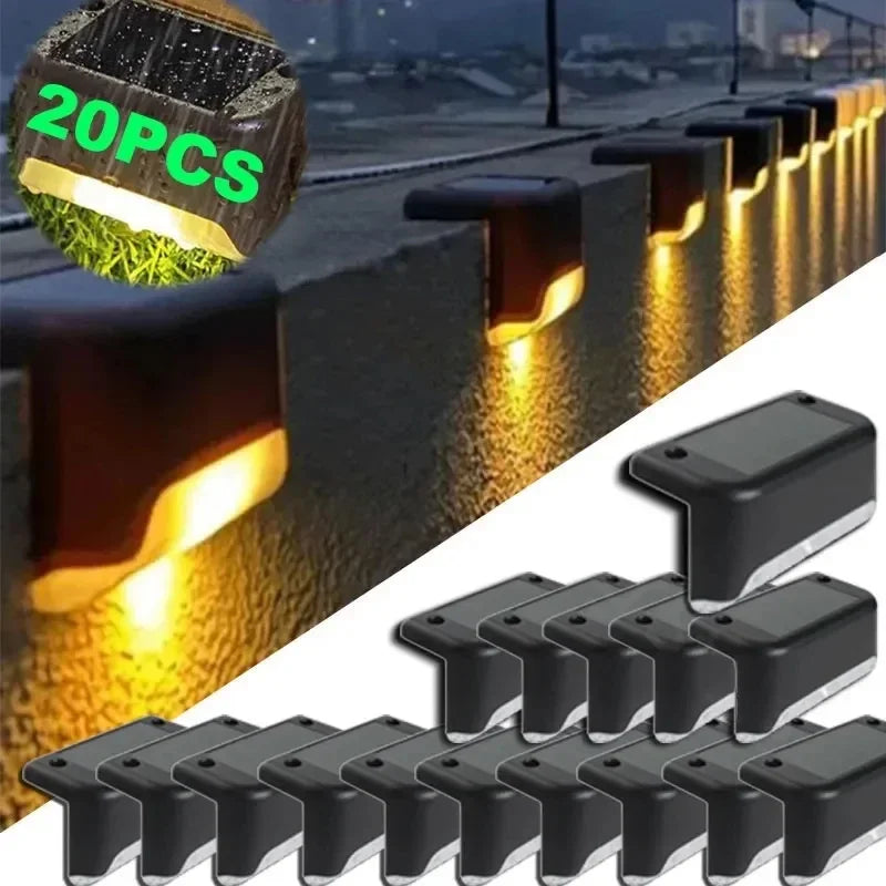 Showlu Smart Solar LED stair step light with IP65 weatherproof design, auto on/off, for outdoor safety and illumination.