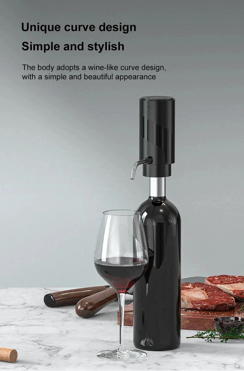 Showlu Smart Electric Wine Aerator Dispenser with USB automatic pourer, showcasing sleek design and easy wine aeration functionality.