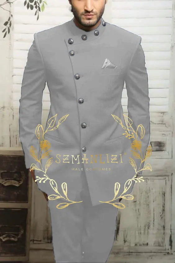 Navy blue Indian design men's suit by Showlu Fashion, slim fit blazer and trousers for formal weddings or business occasions