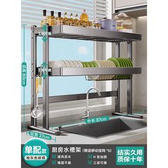 Over-the-Sink Dish Drying Rack Kitchen Sink Organizer Multifunctional Dishware Storage Shelf Space-Saving Plate and Bowl Holder