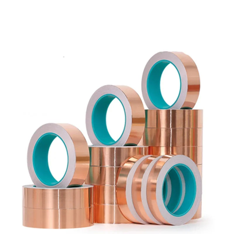 Showlu Fashion Store 20m double-sided conductive copper foil tape with adhesive, heat shield, EMI, and anti-static properties, 0.05mm thick.