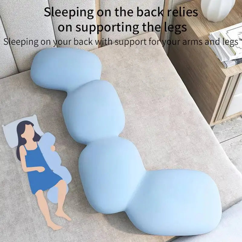 Showlu Memory Foam Body Pillow with ice silk cover, orthopedic cushion ideal for pregnancy comfort and support.