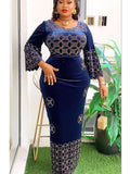 Women's dashiki Ankara velvet maxi dress by SHOWLU FASHION STORE, featuring vibrant African wedding gown style and intricate patterns.