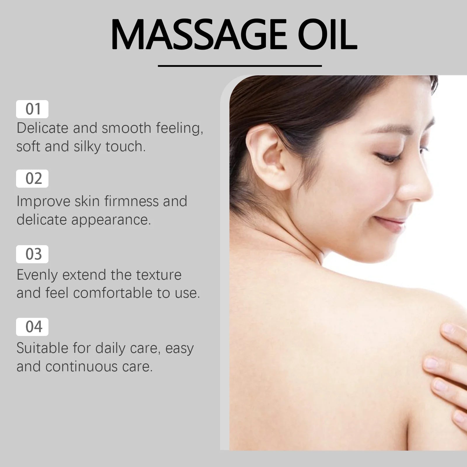 OceAura Body Massage Oil by Showlu Fashion Store featuring a sleek bottle and a relaxing spa setting with soft lighting.