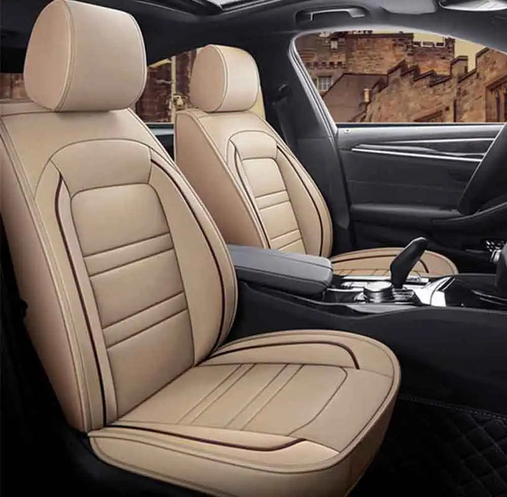 Showlu Universal 5-seat PU leather car seat covers set, featuring full coverage and protection for all vehicle seats.