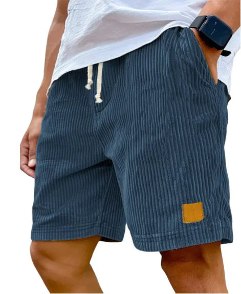 Men's retro corduroy casual shorts from Showlu Fashion Store, solid color, stylish Harajuku-inspired short pants, comfortable and trendy.