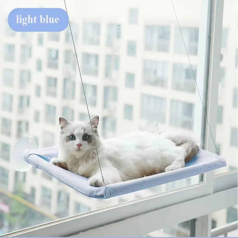 Showlu Fashion Store Qlfyuu Cat Window Hammock, comfortable hanging sunny seat bed for cats, with a cozy fabric design.