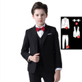 LUOBOBEIBEIC boys' 3-piece plaid formal suit with jacket, vest, and pants, perfect for kids' weddings and special occasions.