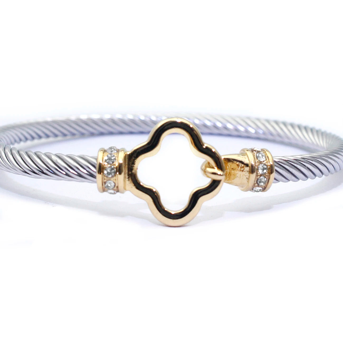 new jewelry fashion simple ladies diamonds can open stainless steel cable bracelet