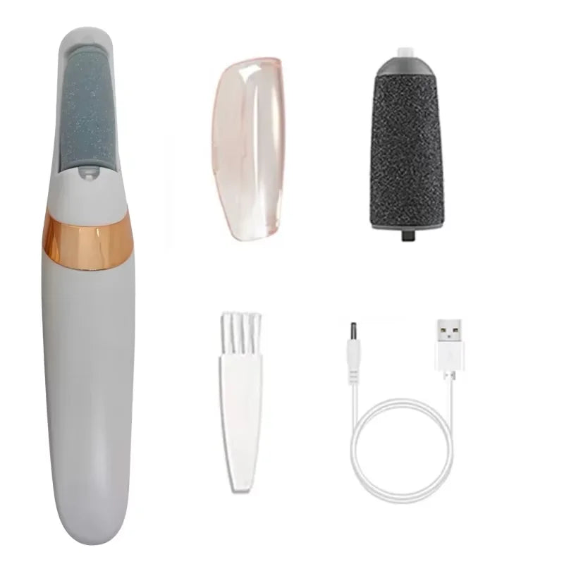 Showlu Smart Rechargeable Electric Foot Callus Remover Tool with ergonomic handle and rotating abrasive head for smooth, healthy feet.