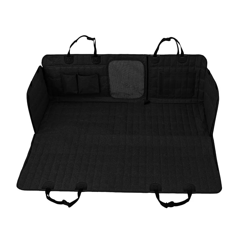Waterproof Showlu dog car seat cover in plaid nylon, designed as a pet travel hammock for secure car journeys.
