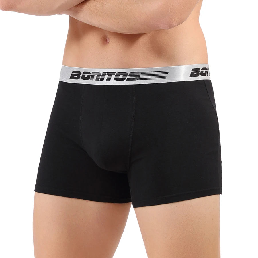 Men's cotton print boxer shorts by Showlu Fashion Store, soft knit underwear with colorful pattern and comfortable fit.